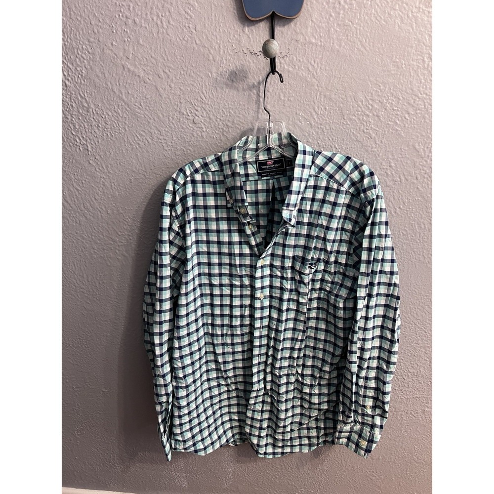 Vineyard Vines Shirt Mens Plaid‎ Sleeve Size Large Button Up Slim Fit Tucker